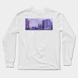 Japanese city pop art series 2 - Nagoya Japan in - retro aesthetic - Vaporwave style Long Sleeve T-Shirt